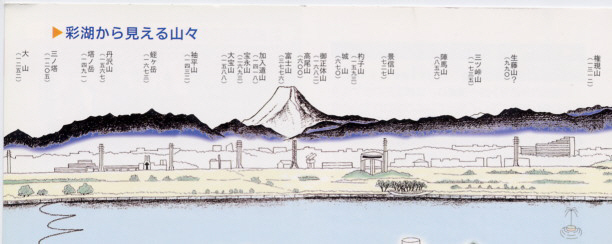 西南西から南西までの山並みのイラスト画